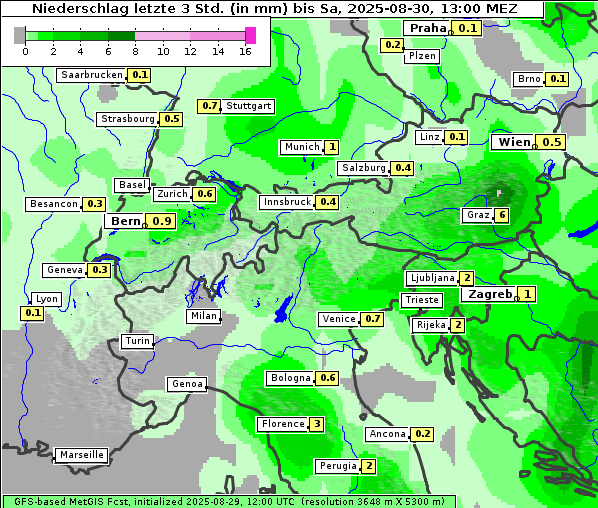 Niederschlag, 30. 8. 2025