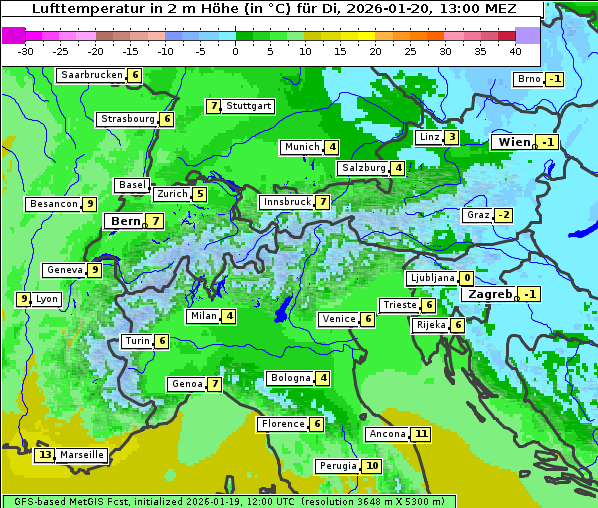 Temperatur, 20. 1. 2026