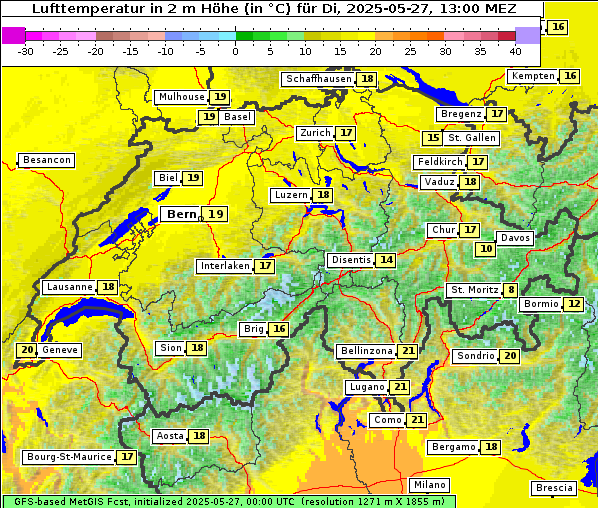 Temperatur, 27. 5. 2025