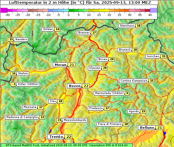 Temperatur, 13. 9. 2025