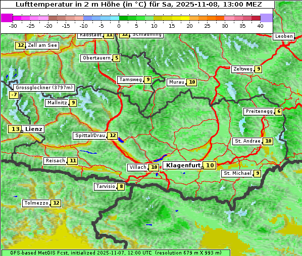 Temperatur, 8. 11. 2025