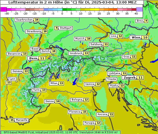 Temperatur, 4. 3. 2025