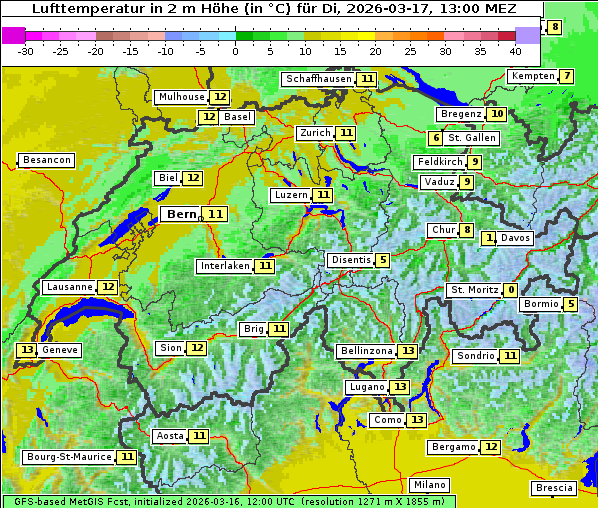 Temperatur, 17. 3. 2026