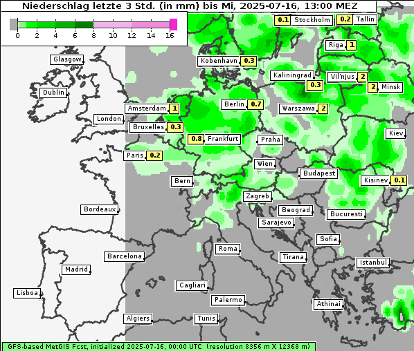 Niederschlag, 16. 7. 2025