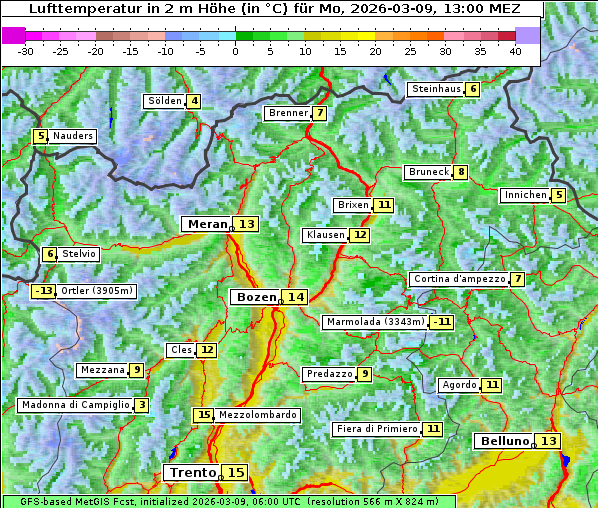 Temperatur, 9. 3. 2026