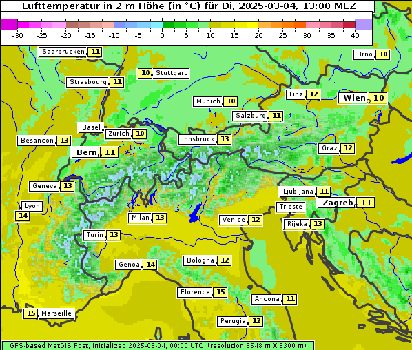 Temperatur, 4. 3. 2025