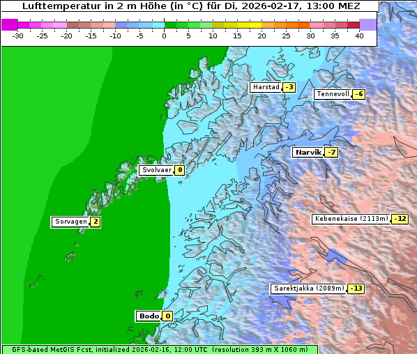 Temperatur, 17. 2. 2026
