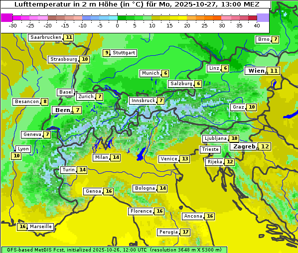 Temperatur, 27. 10. 2025