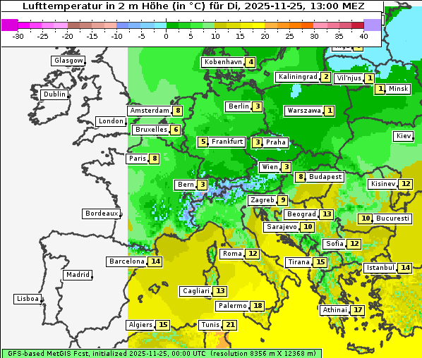 Temperatur, 25. 11. 2025