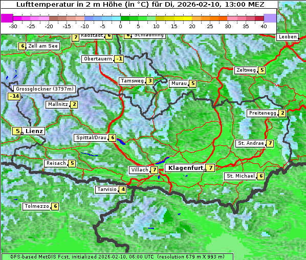 Temperatur, 10. 2. 2026