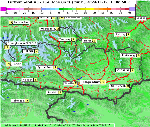 Temperatur, 19. 11. 2024