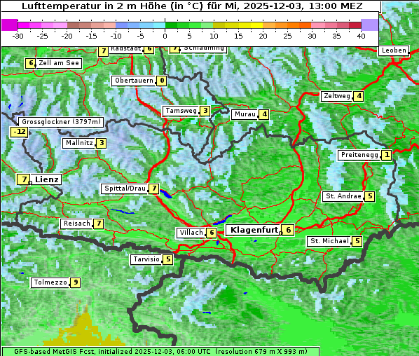 Temperatur, 3. 12. 2025
