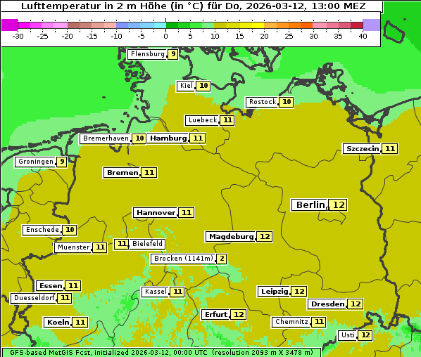 Temperatur, 12. 3. 2026