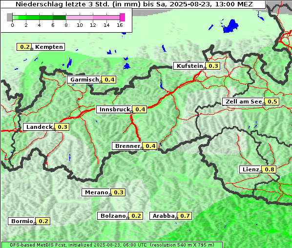 Niederschlag, 23. 8. 2025