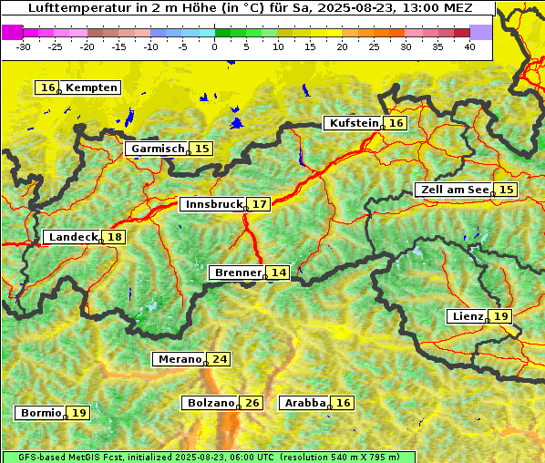 Temperatur, 23. 8. 2025