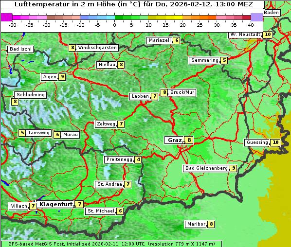 Temperatur, 12. 2. 2026