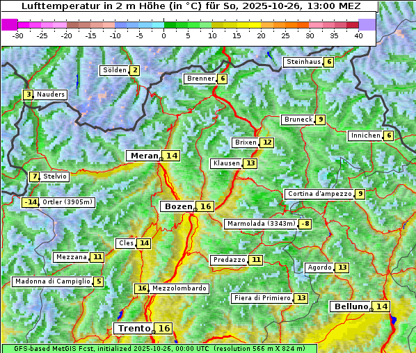 Temperatur, 26. 10. 2025