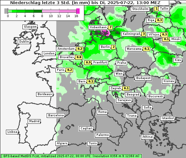 Niederschlag, 22. 7. 2025