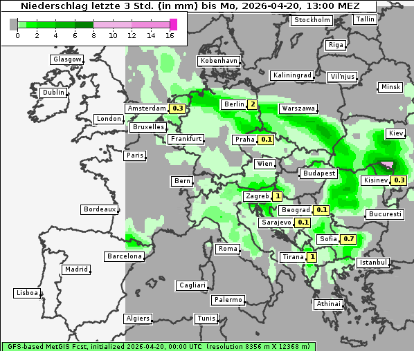 Niederschlag, 20. 4. 2026