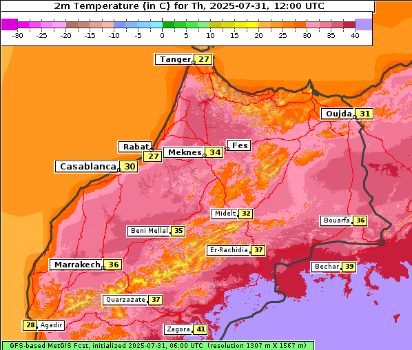 Temperatur, 31. 7. 2025