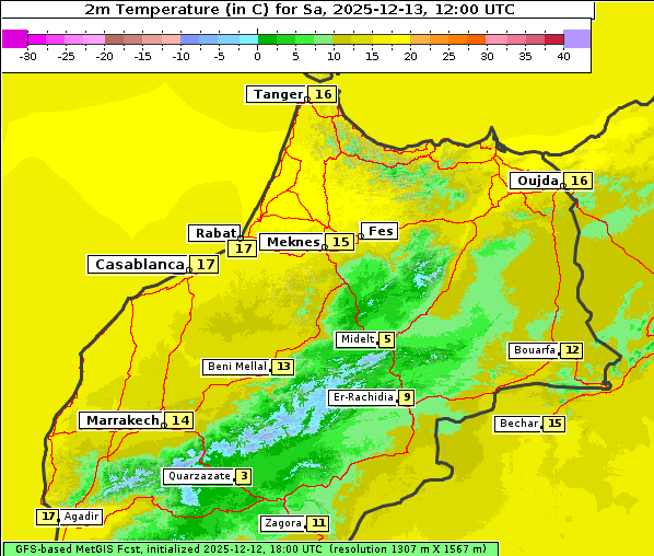 Temperatur, 13. 12. 2025
