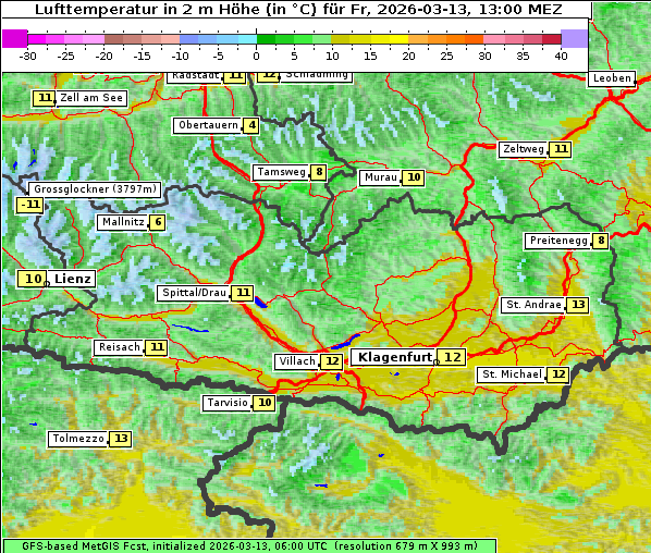 Temperatur, 13. 3. 2026