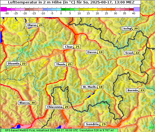 Temperatur, 17. 8. 2025