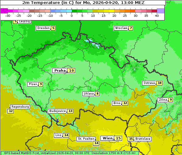 Temperatur, 20. 4. 2026