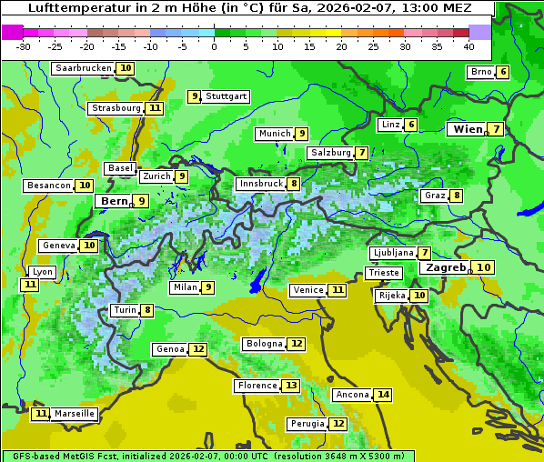 Temperatur, 7. 2. 2026