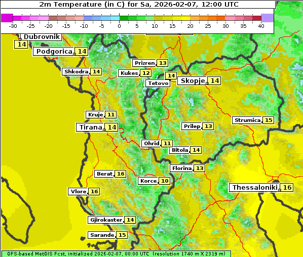 Temperatur, 7. 2. 2026