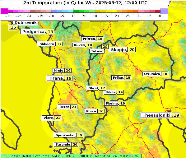 Temperatur, 12. 3. 2025