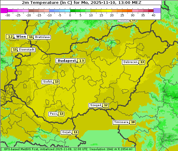 Temperatur, 10. 11. 2025