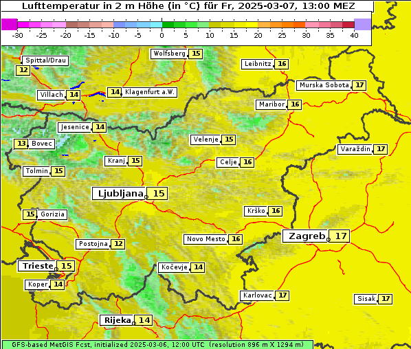 Temperatur, 7. 3. 2025