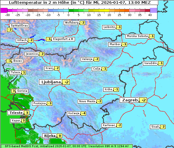 Temperatur, 7. 1. 2026