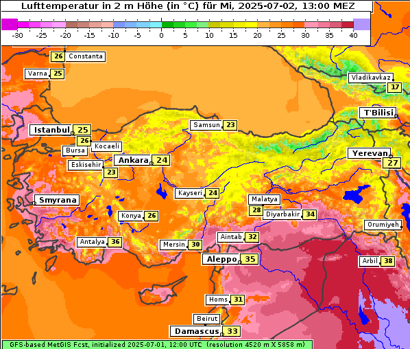Temperatur, 2. 7. 2025