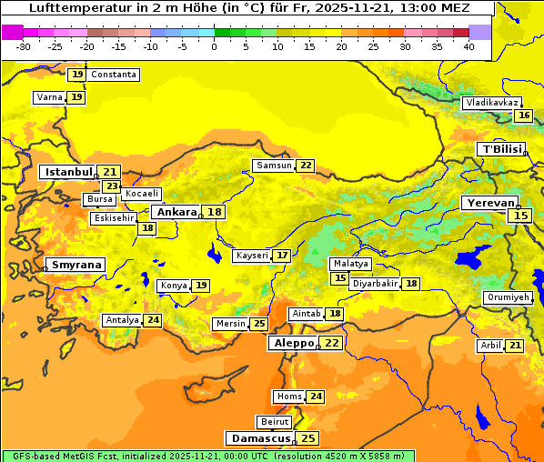 Temperatur, 21. 11. 2025