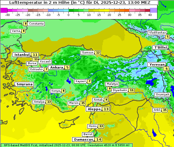Temperatur, 23. 12. 2025