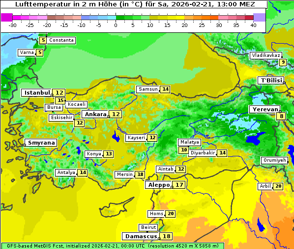 Temperatur, 21. 2. 2026