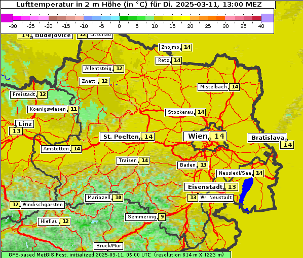 Temperatur, 11. 3. 2025