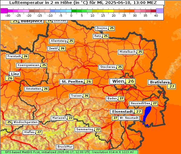 Temperatur, 18. 6. 2025