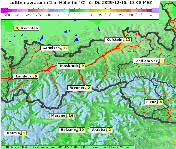 Temperatur, 16. 12. 2025