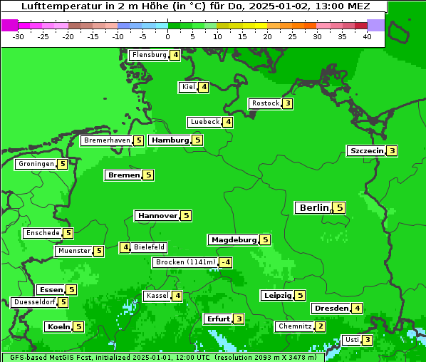 Temperatur, 2. 1. 2025