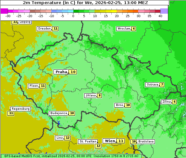 Temperatur, 25. 2. 2026