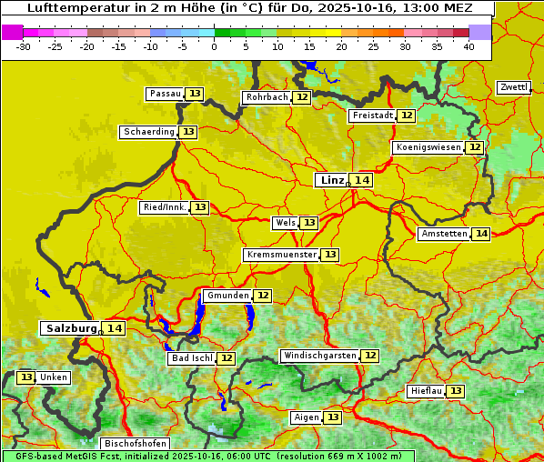 Temperatur, 16. 10. 2025