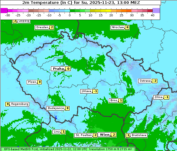 Temperatur, 23. 11. 2025