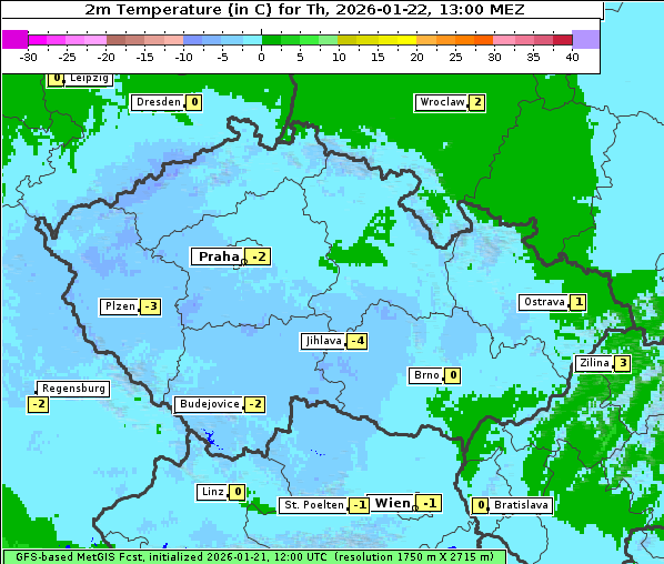 Temperatur, 22. 1. 2026