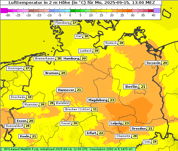 Temperatur, 15. 9. 2025
