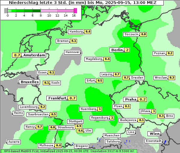 Niederschlag, 15. 9. 2025