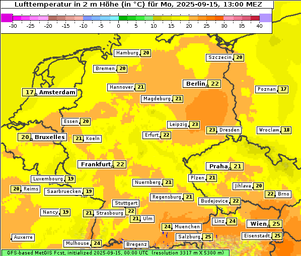 Temperatur, 15. 9. 2025