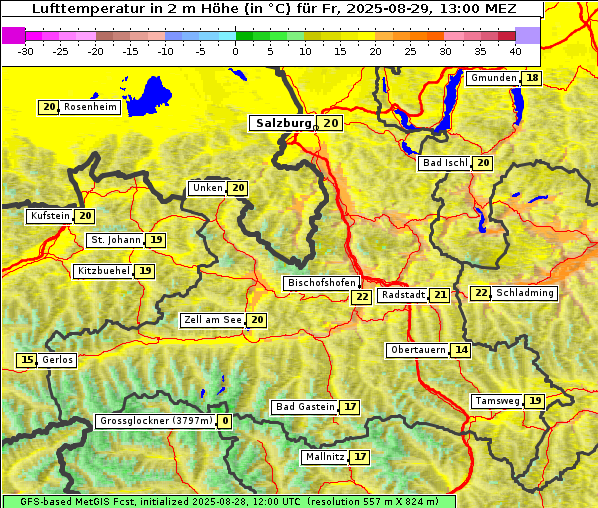 Temperatur, 29. 8. 2025